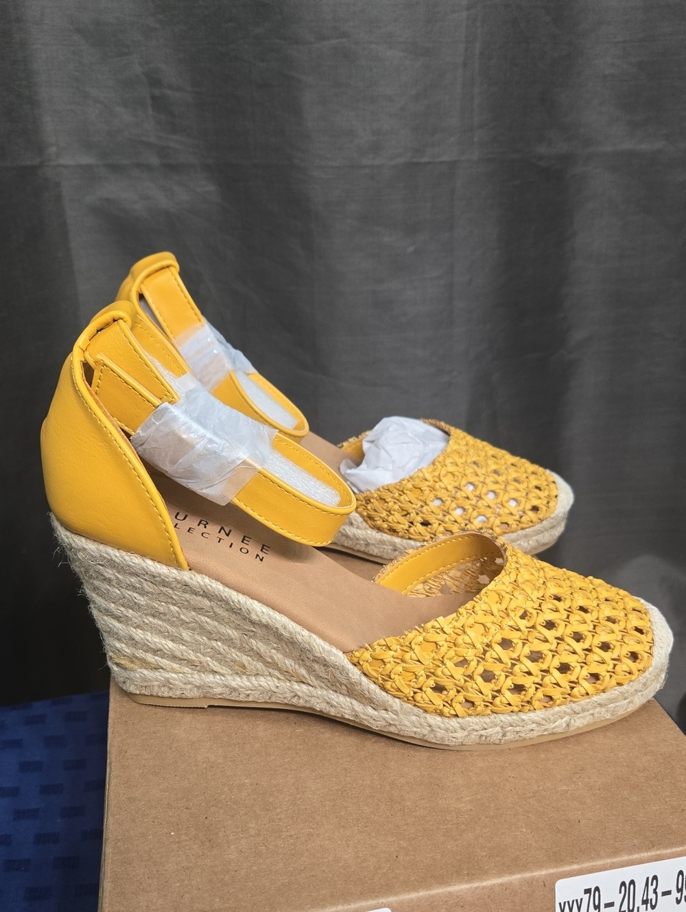 Journee Collection Yellow Woven Espadrille Wedge Sandals